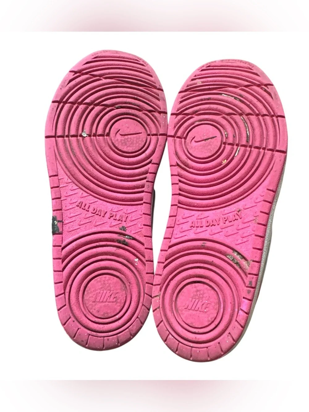 Nike Kids Size 2 Hot Pink & White Athletic Sneakers with Hook-and-Loop Velcro